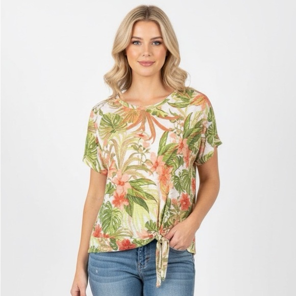 J. Jill Tops - J JILL Love Linen floral tropical print top size XLarge